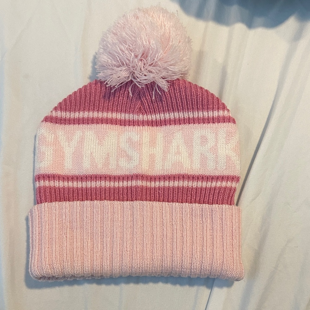 Gymshark Striped Pink Pom-Pom Beanie